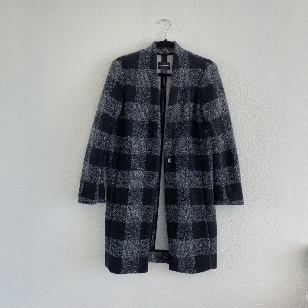 club monaco buffalo check coat